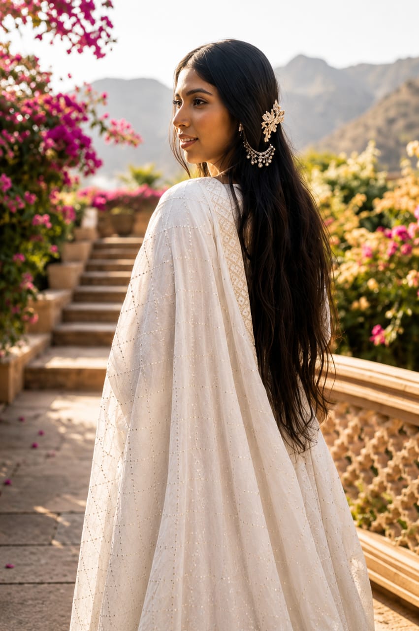 White Anarkali dress