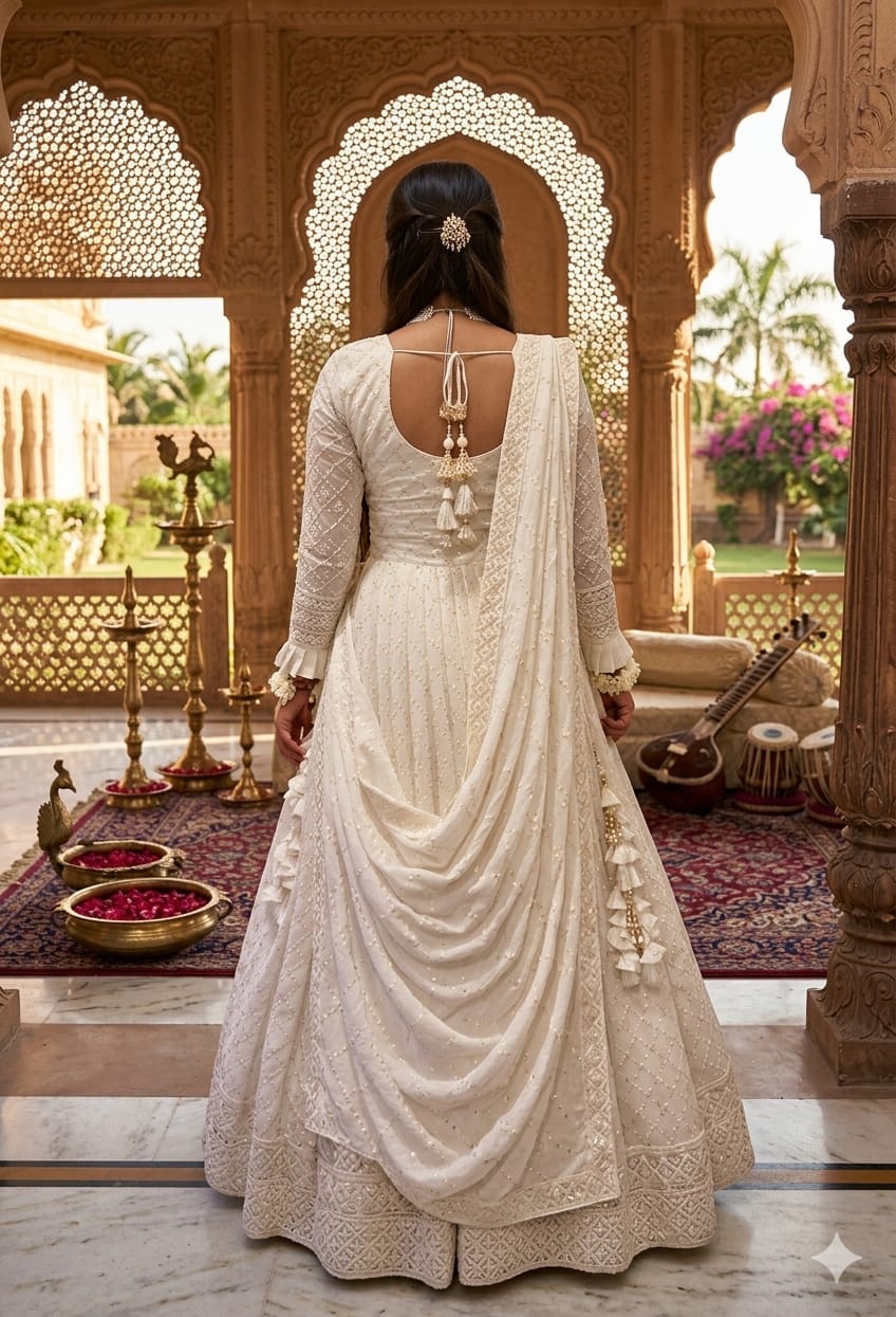White Anarkali dress