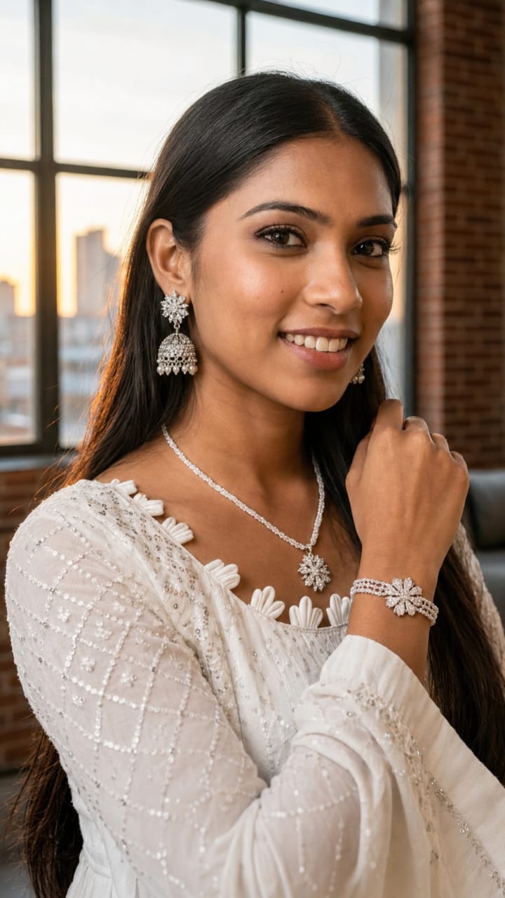 White Anarkali dress