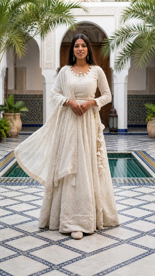 White Anarkali dress