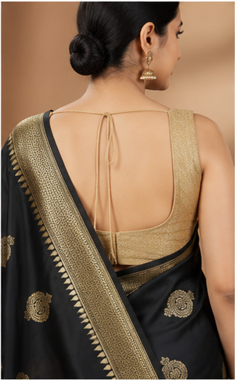 Black Kanjivaram-Style Silk Saree