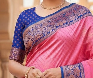Rose Pink Banarasi Silk Saree