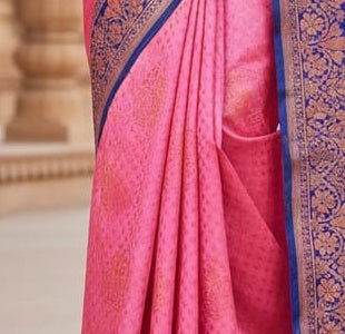 Rose Pink Banarasi Silk Saree