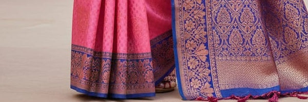 Rose Pink Banarasi Silk Saree