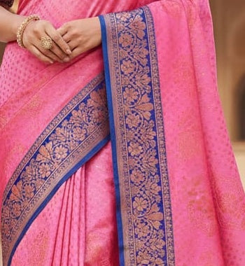 Rose Pink Banarasi Silk Saree